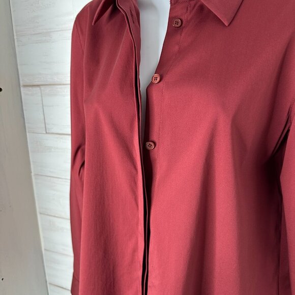 Lafayette 148 New York Womens Burgundy Red Button Front Top Size Small - Picture 2 of 10
